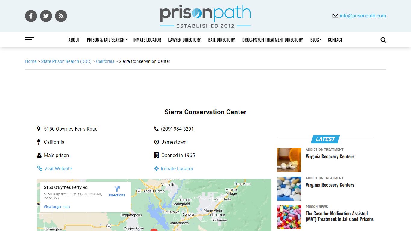 Sierra Conservation Center - Prison Inmate Search & Locator - Prison ...